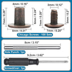 YORANYO 150 Sets 8MM Chicago Screws Leather Rivets for Fabric Chicago Binding Screws Buttons Metal Studs Rivets for Decorate and Repair Belts Bags Shoes Purse Dog Collar Leather Craft (Copper)