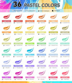 52 PCS Pastel Acrylic Paint Set with 12 Brushes, 2 Knives & Palette, 36 Colors (2oz/60ml) Art Craft Paint for Adults Kids Artists Beginners, Halloween Pumpkin Canvas Ceramic Rock Painting Kit
