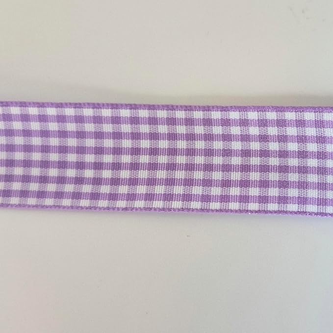 Purple and White Woven Edge Plaid Ribbon 100% Polyester Gingham Ribbon 25 Yards Each Roll (1",Purple)
