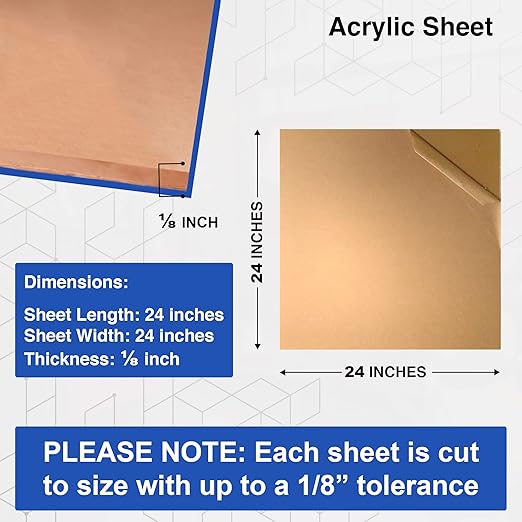 Duco USA-Made Clear Cast Acrylic Sheet 1/8 Inch Thick 24" x 24" - 4 Pack of Transparent Plexiglass Sheet - Lightweight Acrylic Board for Window Replacements, Displays, Signs, and More
