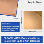 Duco USA-Made Clear Cast Acrylic Sheet 1/8 Inch Thick 24" x 24" - 4 Pack of Transparent Plexiglass Sheet - Lightweight Acrylic Board for Window Replacements, Displays, Signs, and More