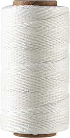 Bonded 0.8mm Round Waxed Polyester Cord, 3-ply Wax Coated Thread, 197 Yards Stiff String for Heavy Duty Fabric, Leather Sewing, Book Binding, Upholstery Repair, and Macrame Jewelry - White