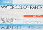 MEEDEN Watercolor Paper Block - 100% Cotton Watercolor Paper Pad of 20 Sheets, 140lb/300gsm, Acid-Free Art Paper for Watercolor Gouache Ink and More, 15" x 10" Hot Press