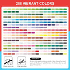 288 Colors Acrylic Paint Markers Soft Brush Tip, Water-Based Paint Pens with Automatic Ink Control System, Odorless, Waterproof, Quick-Dry, Lightfast, for Rock Painting, Canvas, Wood, Egg & DIY Crafts
