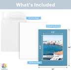 Mat Board Center, Pack of 50, 11x14 for 8x10 Mix Color Mat Kit - Acid Free, 4-ply Thickness, White Core - Includes Backing Boards and Clear Bags - for Pictures, Photos, Framing