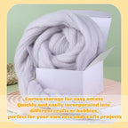 3.53oz Wool Roving Yarn, Fiber Roving Wool Top, Needle Felting Supplies, Pure Wools, Chunky Yarn, Spinning Wools for Needle Felting Wet DIY Hand Spinning (Grey)