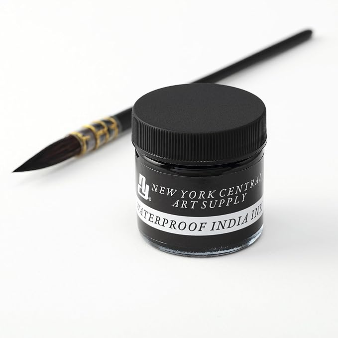 New York Central® India Ink 1oz Bottle - Make an Impact with Matte Black India Ink, Perfect for Artists, Calligraphy, Illustrations, & More