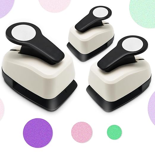 Circle Punch, Circle Hole Punch, Paper Hole Puncher, 3 PCS CirclePunch Set, 1 inch Hole PunchCircle, 5/8'' CirclePaper Punchers, 3/8'' Craft Punches, HolePuncher for Crafts, Shape Punches