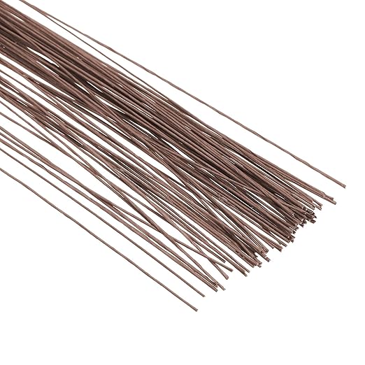 PATIKIL 24 Gauge 16" Floral Stem Wire, 100 Pcs Paper Wrapped Iron Artificial Flower Stem Accessories for DIY Bouquet Stem and Craft Decoration, Brown