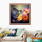 Foxdiviy Stamped Cross Stitch Kits Full Range of Embroidery Needlework Starter Kits for Beginners Adults 11CT Embroidery Patterns Art Crafts DIY Needlepoint Kits-Flower Hummingbird 18x18 inch