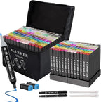 Banral 130 Colors Alcohol Markers Set, Dual Tip Alcohol Based Art Marker for Artists Kids Adult Coloring, Permanent Illustration Sketch Pens for Drawing