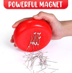 Waydress 2 Pieces Magnetic Pin Holder Sewing Pincushion Round Paper Clip Holder Magnetic Cushion Sewing Pin Push Hairclip Storage Case Needle Cushion for Sewing DIY Project(Red)