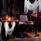 Boao Halloween Cheese cloth 39.37 x 196.85 Inch White Black Cheesecloth Roll for Crafts Large Cotton Muslin Gauze Fabric for Halloween Outdoor & Indoor Spooky Decoration