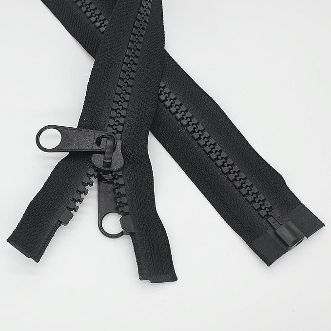 Leekayer 1PCS #10 72 Inch Heavy Duty Zippers for Sewing Separating Large Plastic Zippers Black Tape with Double Pull Tab Slider, Sleeping Bag, Boat, Canvas, Cover, Trampoline, Dog Bed,Tent (72" 1pcs)