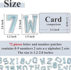 Letter and Number Iron On Patches, A-Z Alphabet and Numbers 0-9 Embroidery Applique Patch, DIY Decorative Heat Press Patches for Clothing Jeans Jackets Backpacks Hats (Light Blue 72 Pcs)