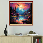 Foxhool Beginners Cross Stitch Kits Stamped Full Range of Embroidery Kits for Adults DIY Cross Stitches kit Embroidery Patterns for Needlepoint kit-Moonlight Scenery 18x18 inch