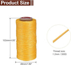 uxcell Flat Leather Sewing Waxed Thread, 140m / 153 Yards Polyester Wax String, 300D Wax Stitching Cord for Leather Crafts, Bookbinding, Bracelets Braided, Yellow