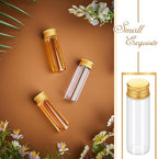 100 Pcs Small Clear Vials Spice Mini Jars with Lids Mini Glass Bottles with Screw Aluminum Metal Caps Tiny Jars Sample Containers for Powder Cream Cosmetic Jewelry Wedding (15 ml,Gold Caps)