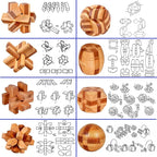 18 Pack Wooden Brain Teaser Puzzles Stress Relief Toys Wooden Burr Puzzles Brain Teaser Puzzle with Gift Packing Box Magic Puzzle Games Toy for Kids and Adults by AHYUAN (Bamboo)