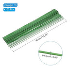 PATIKIL 16 Gauge 16" Floral Stem Wire, 100 Pcs Paper Wrapped Iron Artificial Flower Stem Accessories for DIY Bouquet Stem and Craft Decoration, Light Green