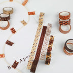 12 Rolls Coffee Washi Tape Set, Vintage Coffee Decorative Tapes, Retro Brown Watercolor Cafe Masking Tape for Journaling, Scrapbooking, Planner, DIY Arts Crafts Supplies, Gift Wrapping 16.4FT