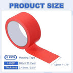MECCANIXITY Masking Tape 1.8 Inch x 21 Yard Painter's Tape Red Paint Tapes for DIY Crafts Arts Drawing Decoration Labeling Car Painting Artist Teachers, Pack of 6