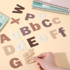 Breling 310 Pieces Felt Bulletin Board Letters Sticker with Number, 2" Bulk Self Adhesive ABC Upper Lowercase Sticky Letter for Christmas Gift Poster Bulletin Board Classroom(Brown Color)