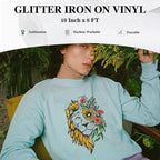 HTVRONT White Glitter HTV Vinyl - 10" x 8ft Heat Transfer Vinyl for T Shirts, Glitter Iron on Vinyl Compatible with Cricut Cutting Machine - Easy to Use for Custom T Shirts Design (White Glitter)