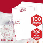 100 Sheets Watercolor Paper Bulk，9 x 12 Inch Cold Press 140 lb/300 GSM Water Color Paper for Kids Adults.Watercolor Drawing Paint Paper for Art Drawing Supplies
