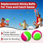 8-Pack Replacement Sticky Balls for Toss and Catch Game, 2.5 Inch Diameter, Hook and Loop Paddle Ball Refills, Outdoor Indoor Sport Toys for Kids, Family, Beach, Backyard Fun