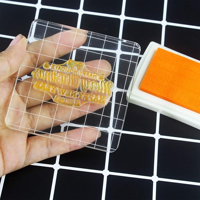 6 Pieces Stamp Blocks Acrylic Clear Stamping Blocks Tools with Grid Lines for Scrapbooking Crafts Making