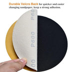 6-Inch No-Hole Hook and Loop Sanding Discs 600-Grit, Random Orbital Sandpaper for Automotive and Woodworking, 100-Pack