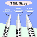 Chalkola White Chalk Markers - White Dry Erase Liquid Chalk Pens for Chalkboard, Blackboard, Window, Bistro, Car Glass, Board, Signs - Variety Pack of 6 - (2x) 1mm, 3mm & 6mm