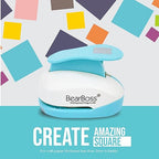 BearBoss Square Paper Punch Set, 5 Different Sizes, Scrapbooking Crafting Tool, Classic White