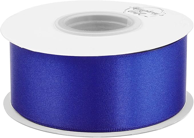 Humphrey's Craft 1-1/2 Inch Cobalt Blue Double Faced Satin Ribbon - 25 Yards Variety of Color for Crafts Gift Wrapping Bows Bouquet Decoration Sewing Christmas Tree Wedding Invitation Card.