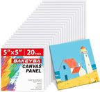 Mini Canvas Boards for Painting 20 Pack, 5x5 Inch Canvas Panels, 100% Cotton White Blank Art Supplies for Acrylics Oil Watercolor Tempera Paints