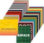 HTVRONT Heat Transfer Vinyl HTV Vinyl Bundle, 65 Pack Iron on Vinyl for T-Shirts 41 Assorted Colors HTV Vinyl Bundle with Weeding Hooks and PTFE Sheet