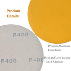 6-Inch No-Hole Hook and Loop Sanding Discs, 60/80/100/120/150/220/320/400/600/800 Assorted Grits Sandpaper for Random Orbital Sander, 100-Pack