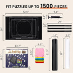 Jigsaw Puzzle Mat Roll Up - 1500 1000 500 Pieces Puzzel Matte, Black Roll-Up Puzzles Mats Felt Save Trays for Sorting Table Board Clear Sheets, Frame Keeper Storage Accessories for Adults
