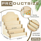 Barydat 2 Pcs 4 Tier Greeting Card Display Stand Wooden Sticker Display Stand Portable Card Display Rack for Vendors Retail Counter Table Display Trade Shows Showcase (Wood Color,11.8 Inch)