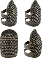 FR 4 Pack (2 Sizes, S/M) Sewing Thimble Finger Protector, Adjustable Finger Metal Shield Protector Pin Needles Sewing Quilting Craft Accessories DIY Sewing Tools Needlework Copper