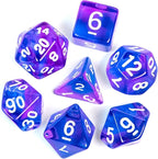 7-Die DND Dice Set Polyhedral Dice Set with a Leather Dice Bag, D&D Dice Set for Dungeons and Dragons, RPG Table Games (T/Purple Blue)