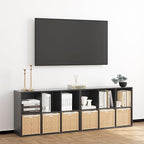 Wooden 6 Cube Storage Organizer with Closed Back Panel,Black Cube Shelf Heavy Duty Cubby Storage Organizer with Compartments for Living,Display Shelf,Bookshelf