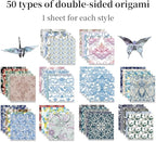 Square Origami Paper 6x6 Double Sided 50 Sheets 50 Colors 70GSM Origami Kit Japanese Chiyo Easy Fold Arts Crafts DIY Handwork Beginner Baroque