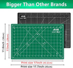 ArtAt Self Healing Cutting Mat: 12inch x 18inch Double Sided 5-Ply Fabric Cutting Mat for Sewing, Quilting & Arts & Crafts - Gridded Rotary Cutting Board Mat in Green/Black.