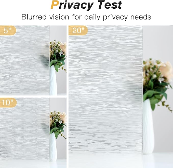 Haton Window Privacy Film, Frosted Glass Privacy Window Clings, Sun Blocking Frosting Opaque Coverings, Static Cling Removable Decorative Stickers for Home Door, Non-Adhesive 23.6" x 157.4"
