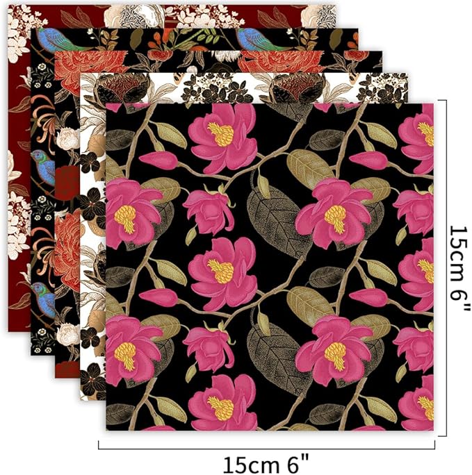 Origami Paper Kit 100 Sheets 6 Inch Square Double Sided Color 20 Vivid Colors for Hand Crafts Origami Paper Arts Creativity.Luxuriant Flowers
