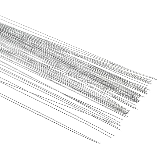 PATIKIL 24 Gauge 16" Floral Stem Wire, 100 Pcs Paper Wrapped Iron Artificial Flower Stem Accessories for DIY Bouquet Stem and Craft Decoration, Silver