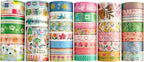 38 Rolls Washi Tape, Aesthetic Colored Decorative Cute Scrapbook Tape for Scrapbooking Supplies Journaling Craft Junk Journal