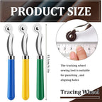 Nitlak 3 PCS Tracing Wheel,Tracing Wheel Sewing Tool, Plastic Handle Stainless Steel Pounce Wheel,Tracing Wheel for Sewing Patterns, Tracing Wheel Tool for Leathercraft, Professional Marking Spacer